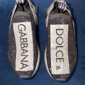 Dolce & Gabbana Black and Silver Crystal Sneakers
